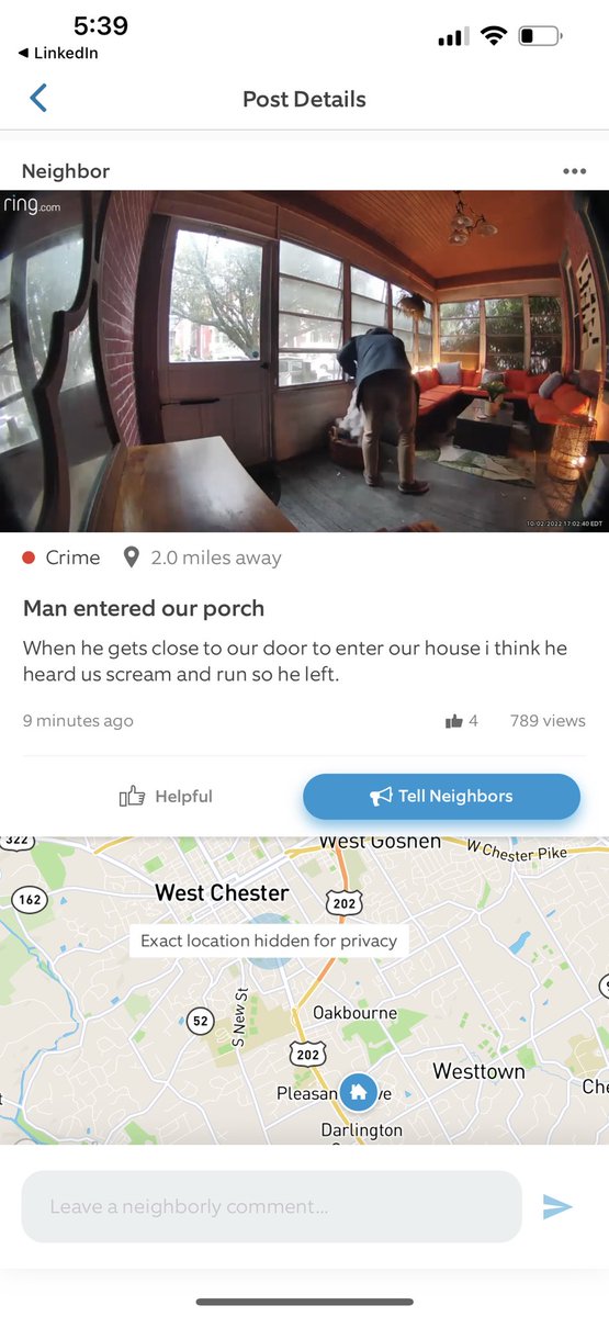 rockreilly's tweet photo. How about the @ring doorbell using the same porch with 2 different burglars for 2 different theft notifications. #fake https://t.co/W0XpE7dwJX