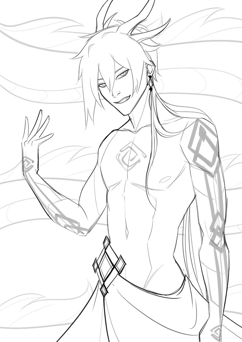 I was thirsty for some Zhongli with horns 👀 #wip #GenshinImpact #zhongli #morax