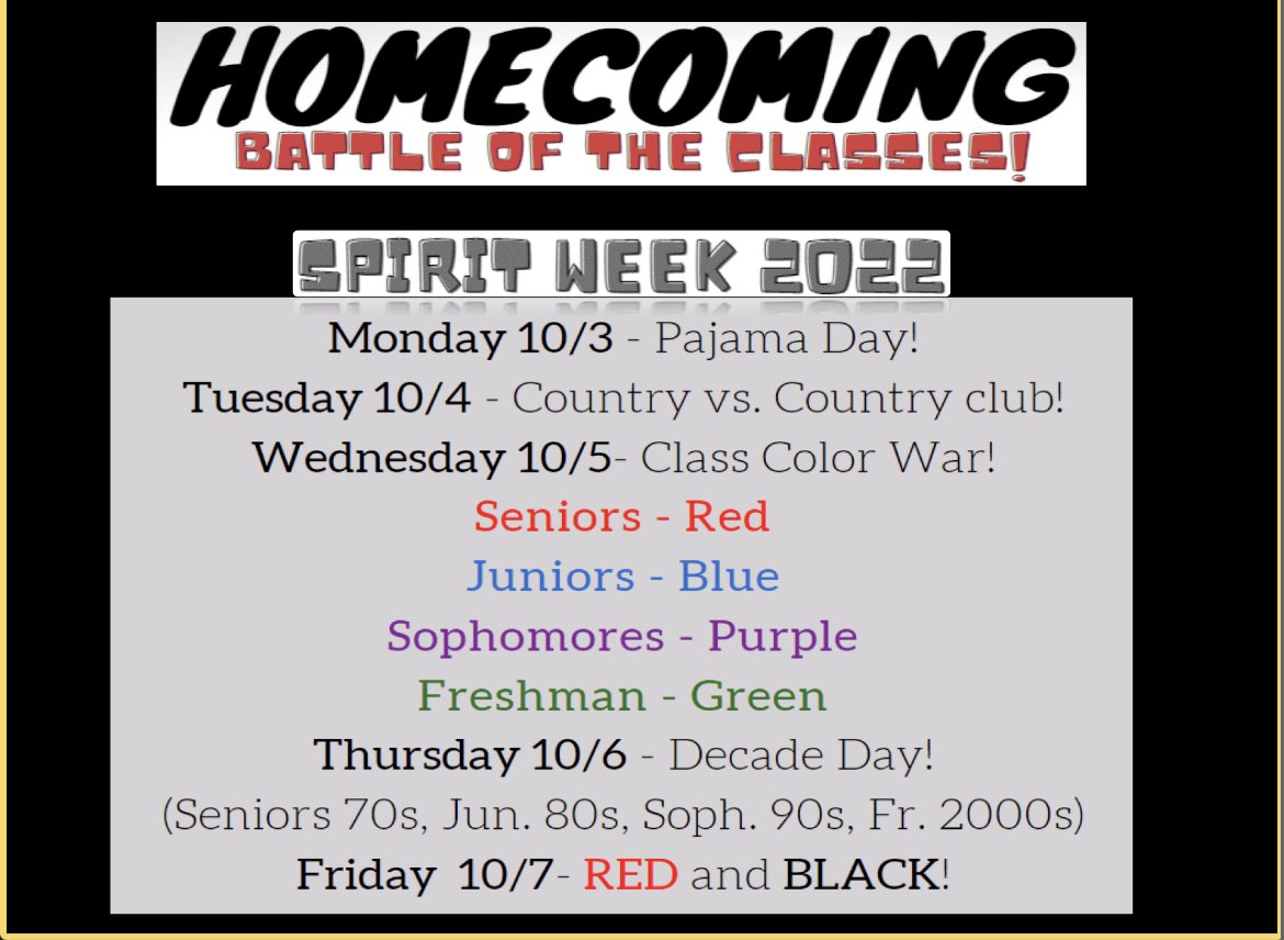 TwhiteEnglish's tweet photo. PJ Day tomorrow! Get those class points for having Harding pride! ❤️🖤 https://t.co/p7J6778FvT