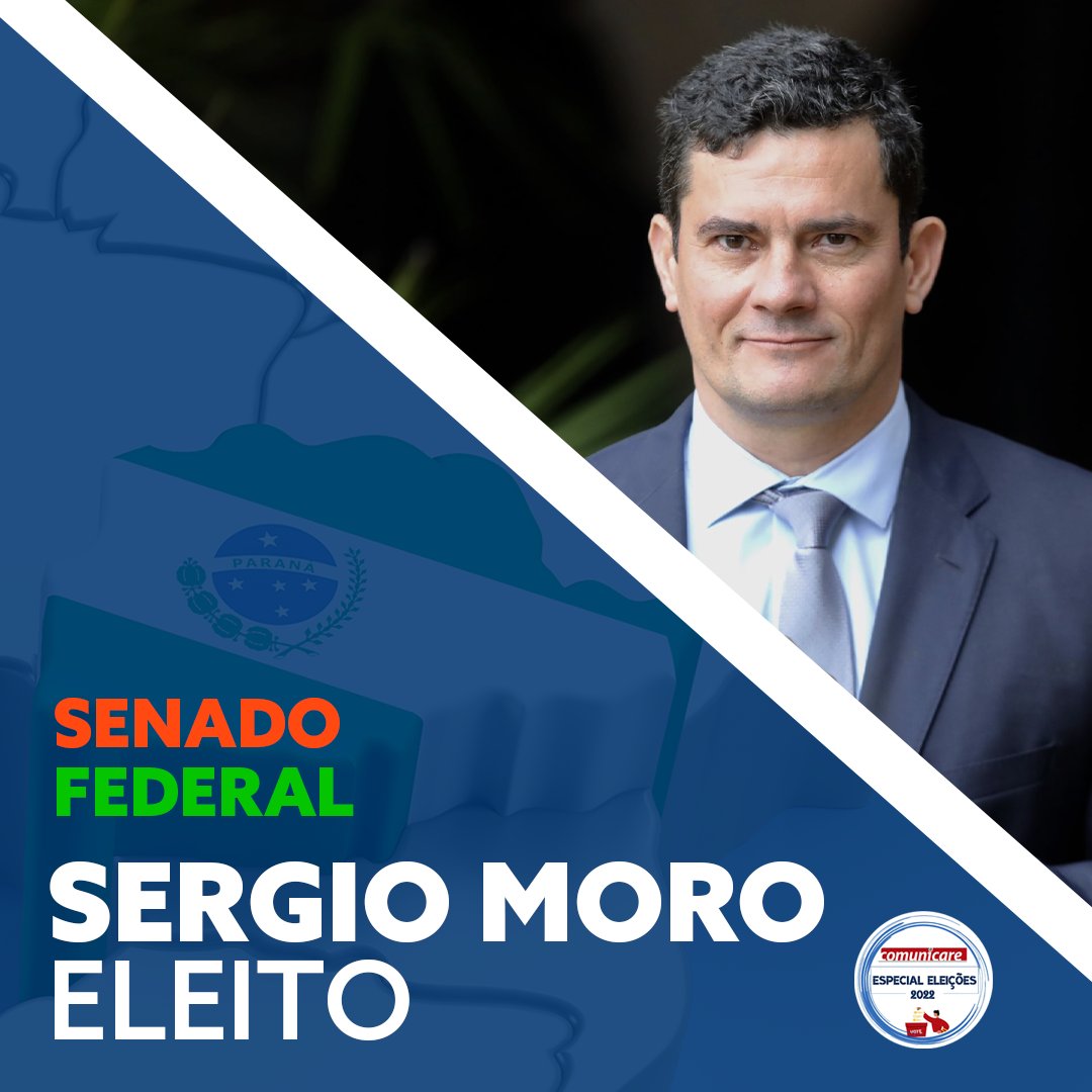 RedeComunicare's tweet photo. SÉRGIO MORO SE ELEGE SENADOR! O candidato do União Brasil teve cerca de 34% dos votos, superando Paulo Martins (PL) e Alvaro Dias (Podemos). https://t.co/QOO57U1EiZ