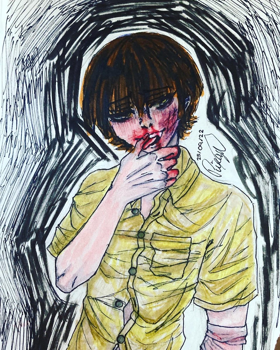 pinazel's tweet photo. Haven’t post in a while in here so.. here are this drawing’s 😸
TW: blood
        Self harm
        Slightly gore

#drawing #illustration #art #oc #sketch #pencildrawing #artist #clowndrawing #clown #sketchbook #idk #tw #markersart #markersdrawing #eye #blood https://t.co/qghBxI2Uki