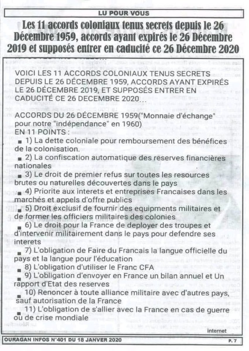 sambitoure's tweet photo. Question utile : c’est bizarre que personne ne dément ces 11 accords coloniaux…??? https://t.co/UEZUTF1Z9V