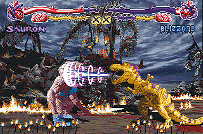 arvalis's tweet photo. If we lived in a just world, we would have a new Primal Rage by now. Video games should not be about shooting dudes, they should be about a T. rex fighting a monkey that farts. https://t.co/7E2CHeSYDY
