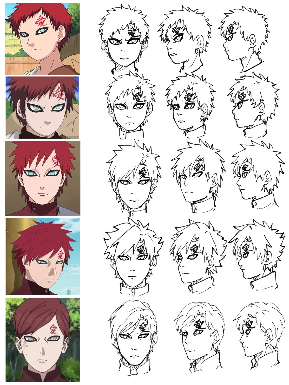 Pandy on Twitter: "How I stylize Gaara’s hair to my art style based on ...