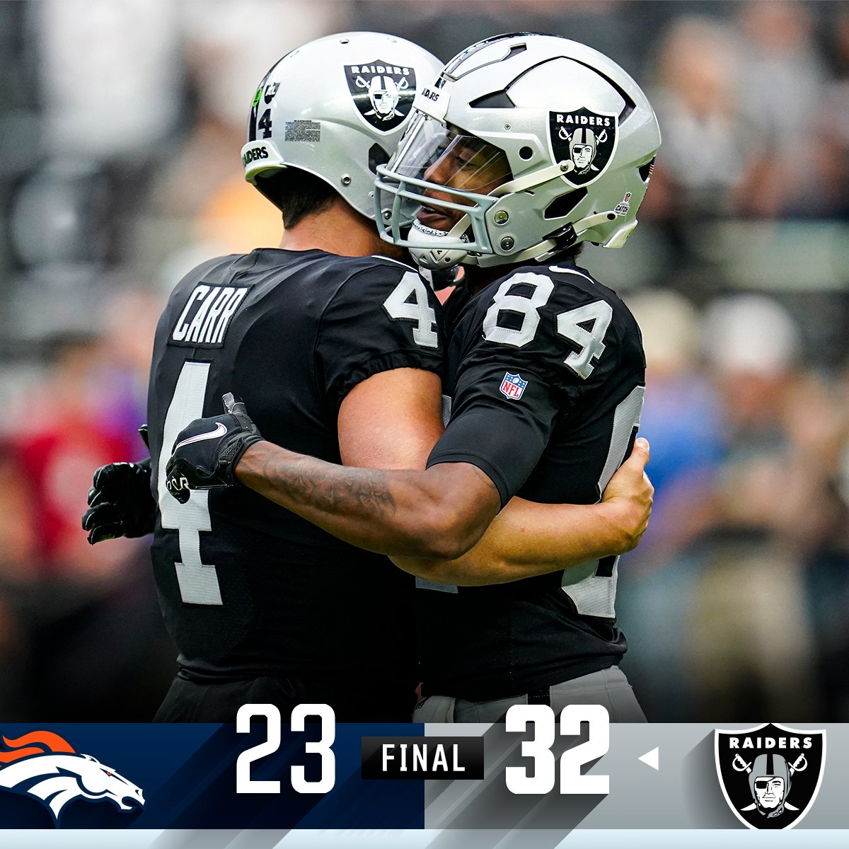 FINAL: The <a href="/Raiders/">Las Vegas Raiders</a> get their first win of the season! #DENvsLV