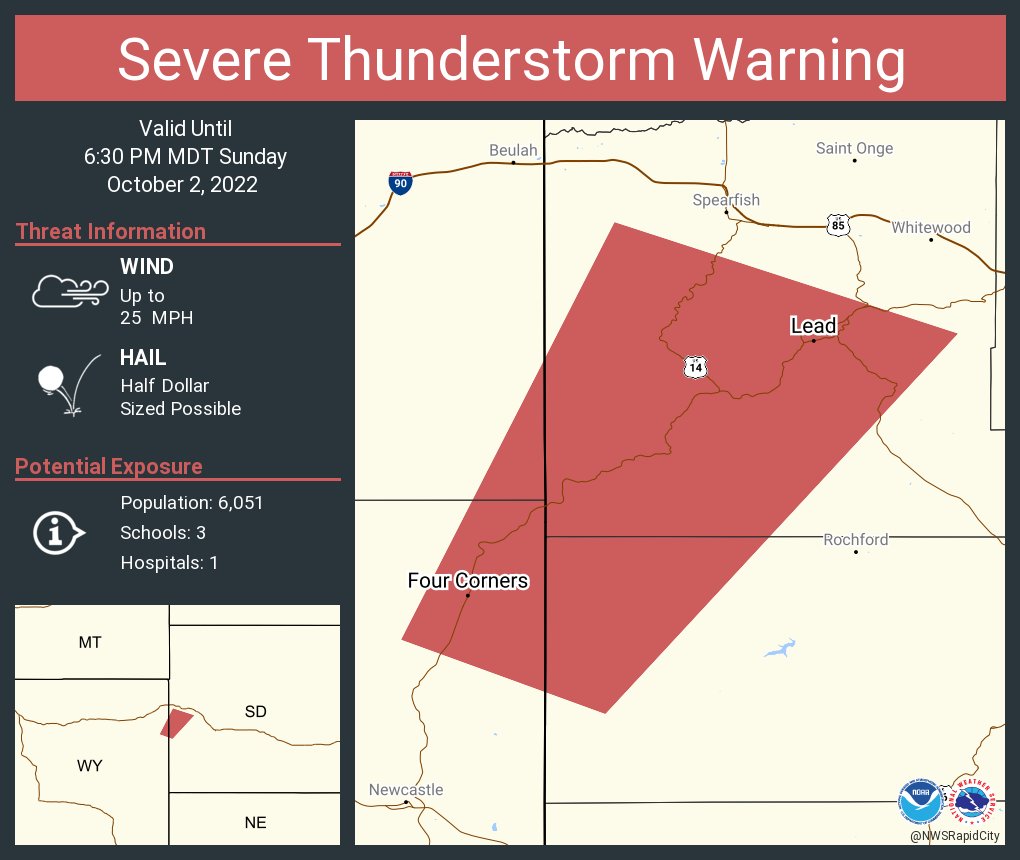 NWS Rapid City on Twitter "Severe Thunderstorm Warning including Lead