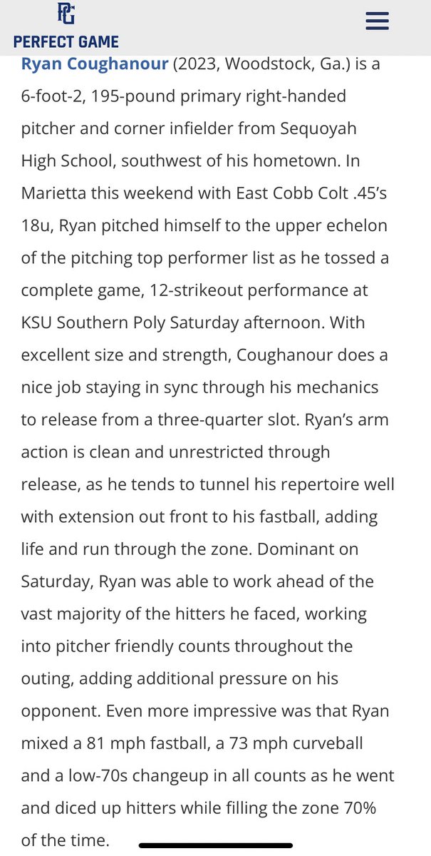 Thank you <a href="/PG_Georgia/">Perfect Game Georgia</a> for the write up last weekend 
<a href="/PG_Uncommitted/">PG_Uncommitted</a> <a href="/SHS_Chiefs_Ball/">Sequoyah Chiefs Baseball</a> <a href="/ECB_Colt45s/">East Cobb Colt 45’s Official</a> <a href="/AUTrojansbsbl/">Anderson Baseball</a> <a href="/UNGBaseball/">UNG Baseball</a> <a href="/FuturePacers/">USC Aiken Recruiting ⚾️</a> <a href="/lcbaseball21/">LaGrange College Baseball</a> <a href="/LanderBaseball/">Lander Baseball</a> <a href="/FlatgroundApp/">FLATGROUND Pitching</a> 
#uncommitted
