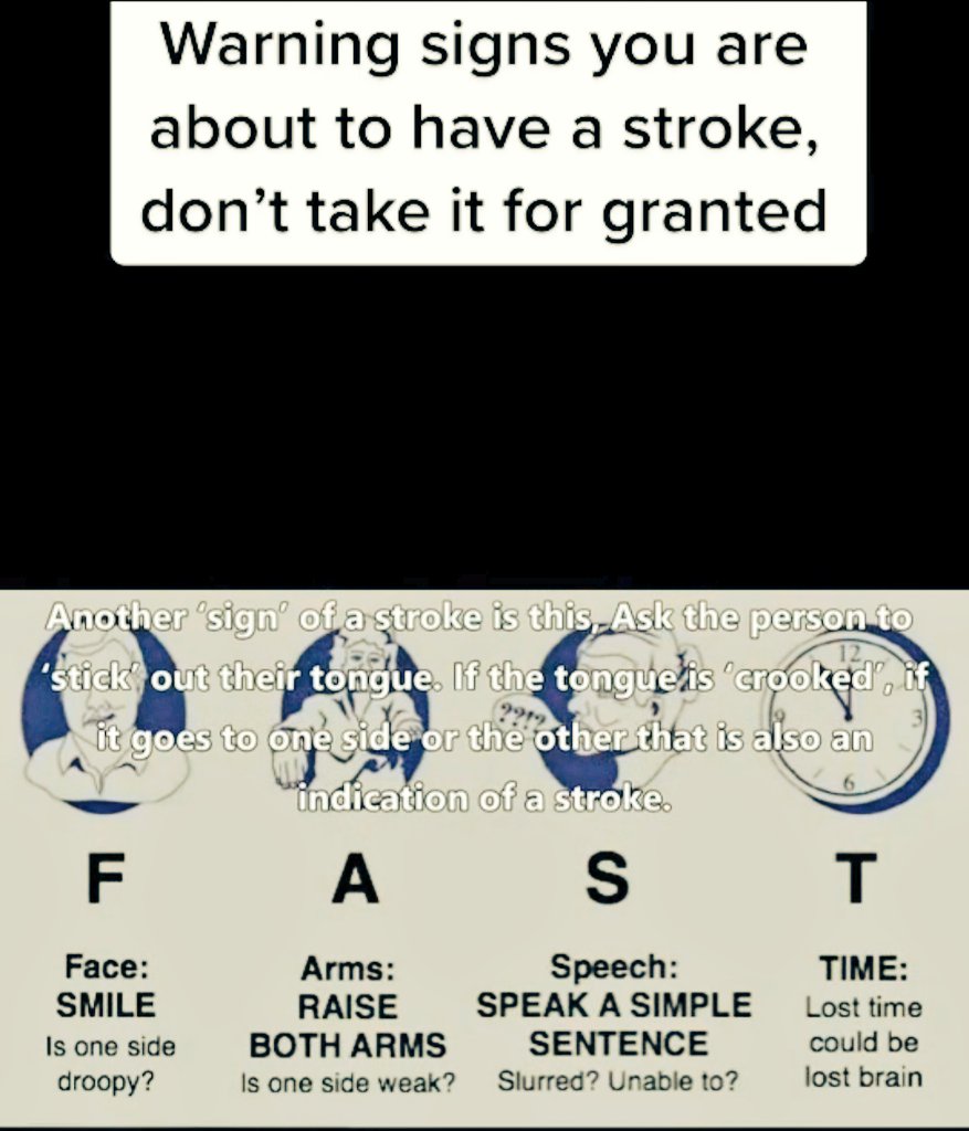 LeeMarkAsia's tweet photo. four ways to identify STROKE.. within 3 hours it can be reserved. try to do 4 things 1. smile 2. raise up hands 3. speak in a sentence 4. stick up a straight tongue @leemark https://t.co/9eTM36bXa4