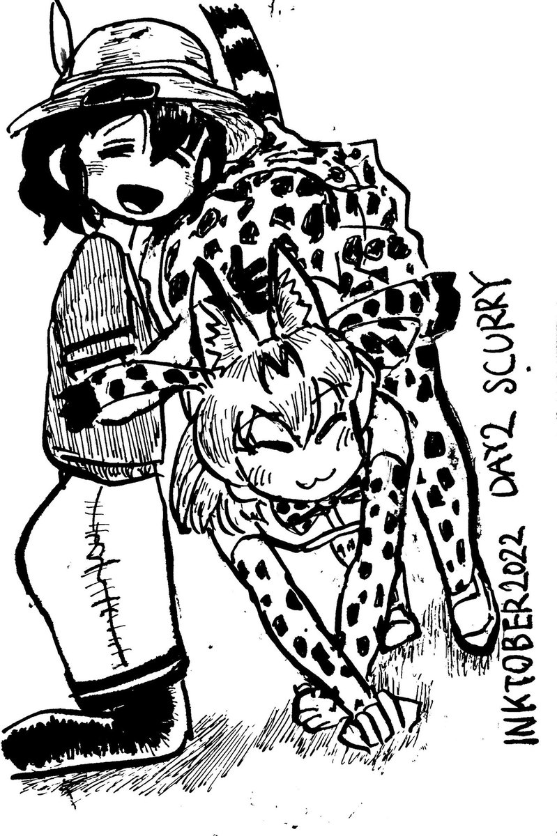 DAY2 SCARRY
SCARRYの訳はいろんな表現あり
・こそこそ動く
・こそばゆい
・こすりつける
・慌てふためく
こすりつける!→こそばゆい!いいじゃありませんか!ネコチャンが足元にまとわりついてこすりつけてくれるのいいよね
#inktober #inktober2022 #けものフレンズ