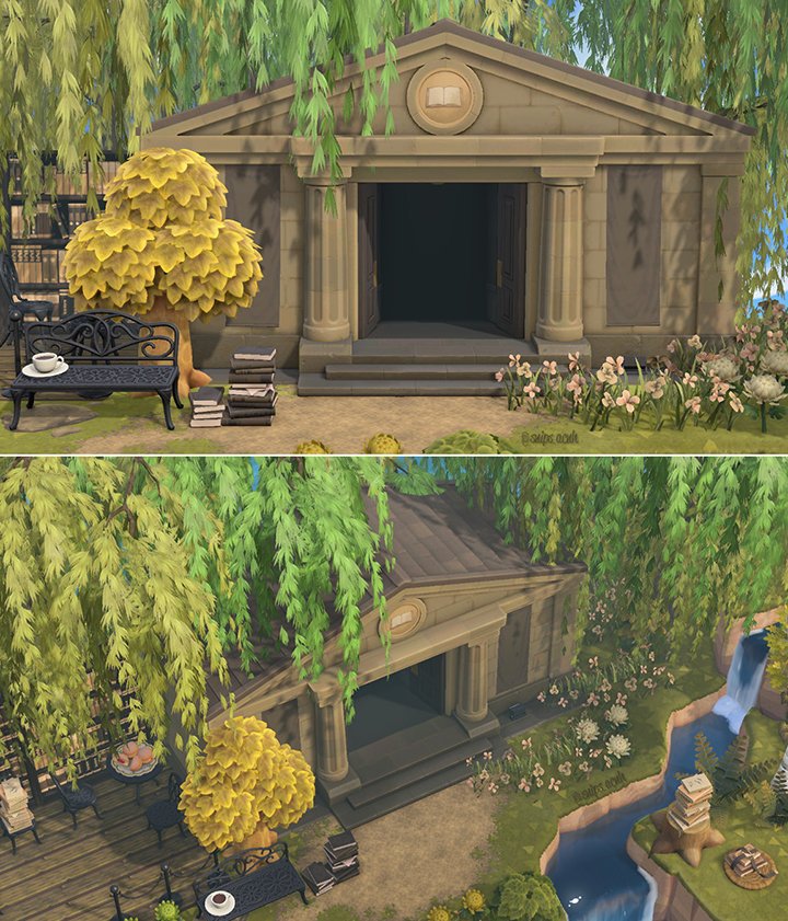 snips_acnh's tweet photo. A library for ACNH?! 
Museum recolour that makes it look like a library (outside only of course).

The first item in my dark academia set, more coming soon!

#ACNHMod #ACNH #AnimalCrossing #acnhmods 
Link and mod credits in replies https://t.co/M5pp6pA81p