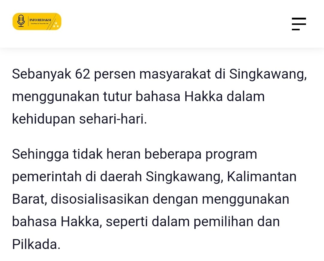 Udah BEG* dan GOBL*K, rasis pula. Dulu kalau pelajaran Geografi pasti sering bolos. Malu2in bio nya aja pakai "Presiden". Itu mereka bicara pakai Bahasa Hakka, di mana 62% masyarakat Kota Singkawang  menggunakan dlm kehidupan sehari - hari. 
Mbak <a href="/p1_eka/">𝐄𝐤𝐚 𝐏𝐮𝐬𝐩𝐢𝐭𝐚</a> slepat aja 😂🤣