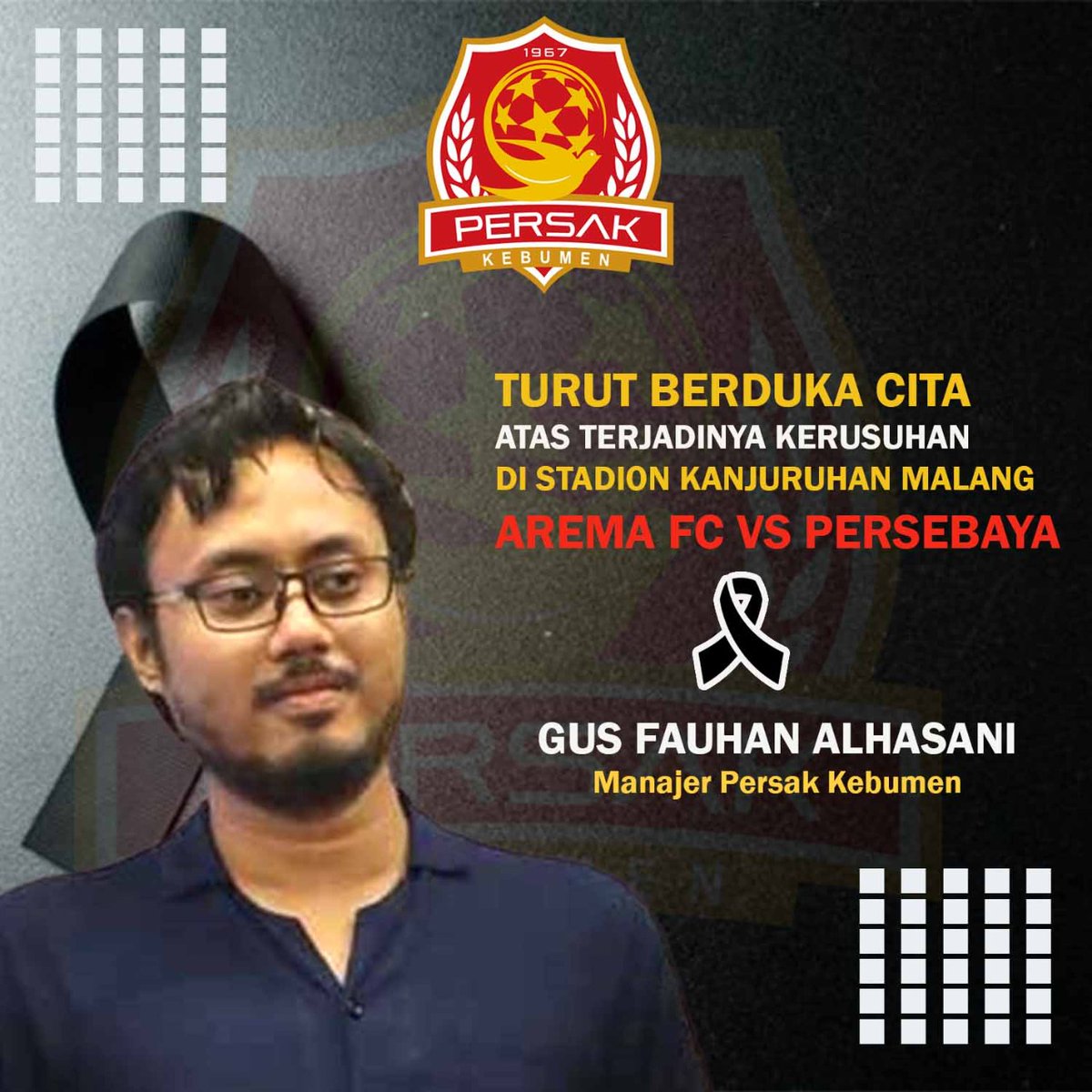 PersakKebumen's tweet photo. R.I.P. for all victims and their families #KanjuruhanDisaster. #DukaUntukKanjuruhan https://t.co/I9dLFZbNrN