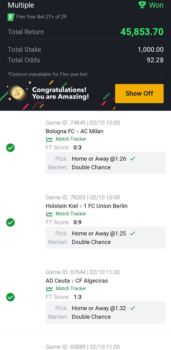 @MarvHynn you are the best just started betting 2days ago my first win