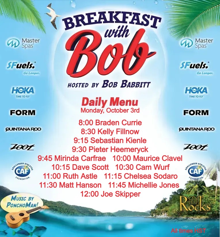 Tune in on Monday for Day 4 of Breakfast with Bob from Kona....we've got an epic line up of guests....check it out. In Kona? Join us at On the Rocks. Or watch all the interviews on the Babbittville YouTube channel
#BwBKona
