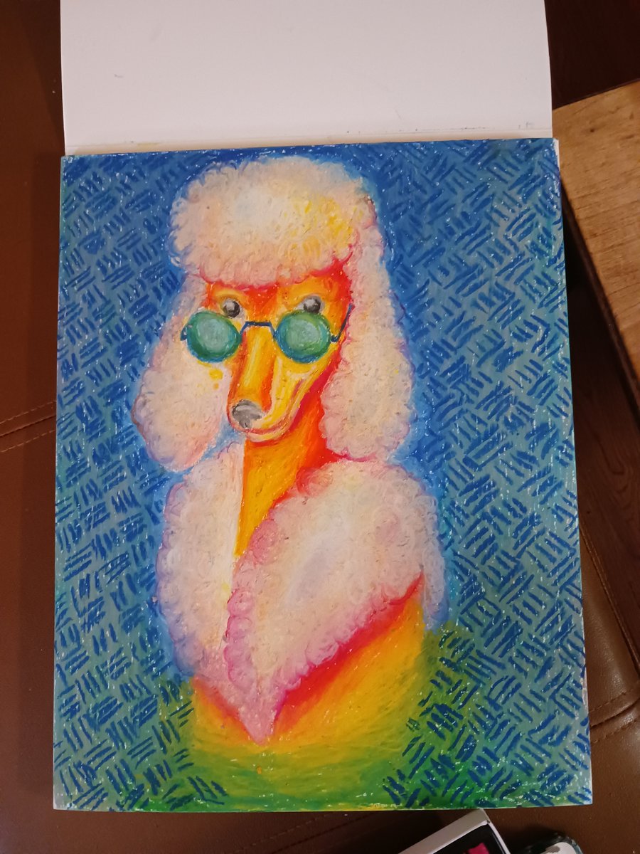 RoboUshi's tweet photo. Just wanted to doodle with oil pastels  #poodle #doodle #oil pastels #animalart https://t.co/046mZl2rGR