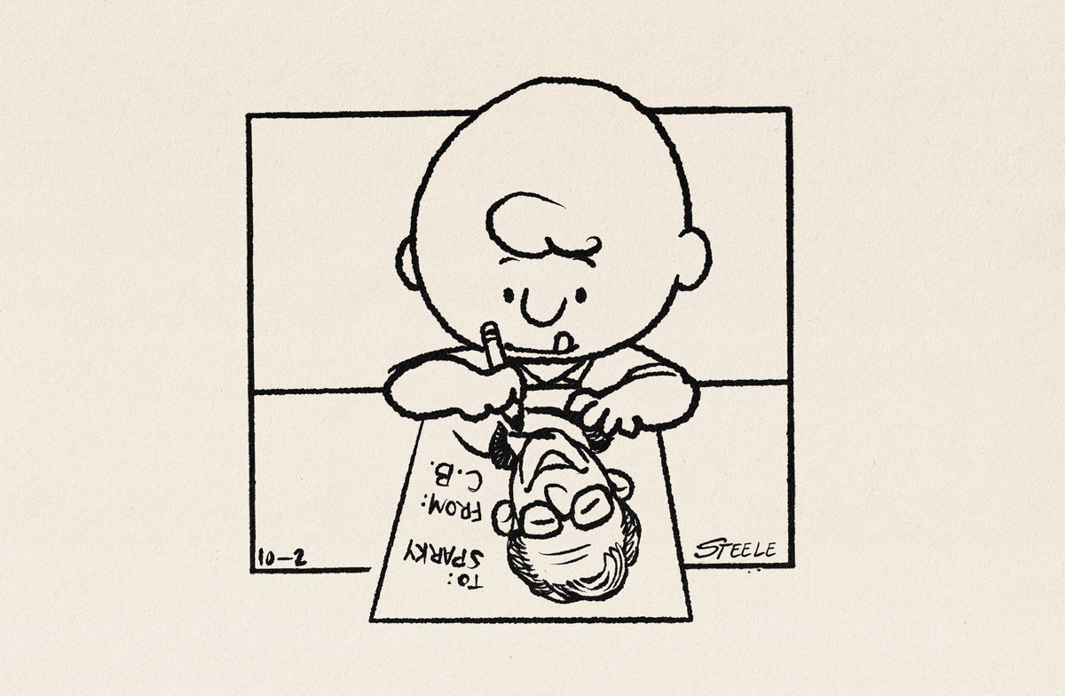 TheJOSHUASTEELE's tweet photo. 72 years ago, a good ol’ round headed kid made his debut in 7 newspapers. At #Schulz’s retirement in 2000, #Peanuts was in over 2600 papers worldwide in over 25 languages. Thank you, Sparky for your legacy and inspiration! Here’s a tribute doodle to my hero. #charliebrown https://t.co/O53s8dbV8D