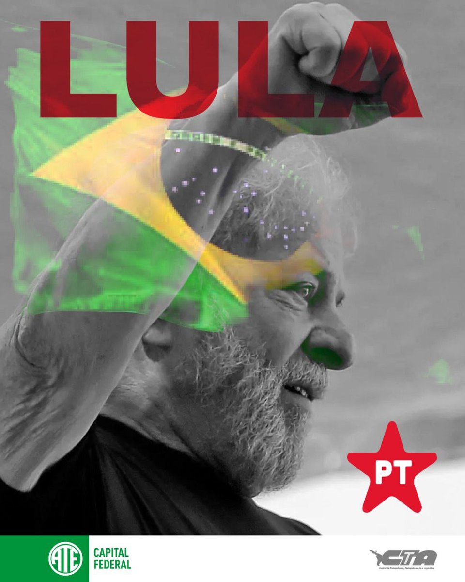 ATECapitalOk's tweet image. Contra la cárcel y la proscripción, ganó #Lula por más de 4 millones de votos y festejamos todos los trabajadores y trabajadoras en Latinoamérica. ¡Viva Brasil y Luiz Inácio Lula da Silva!