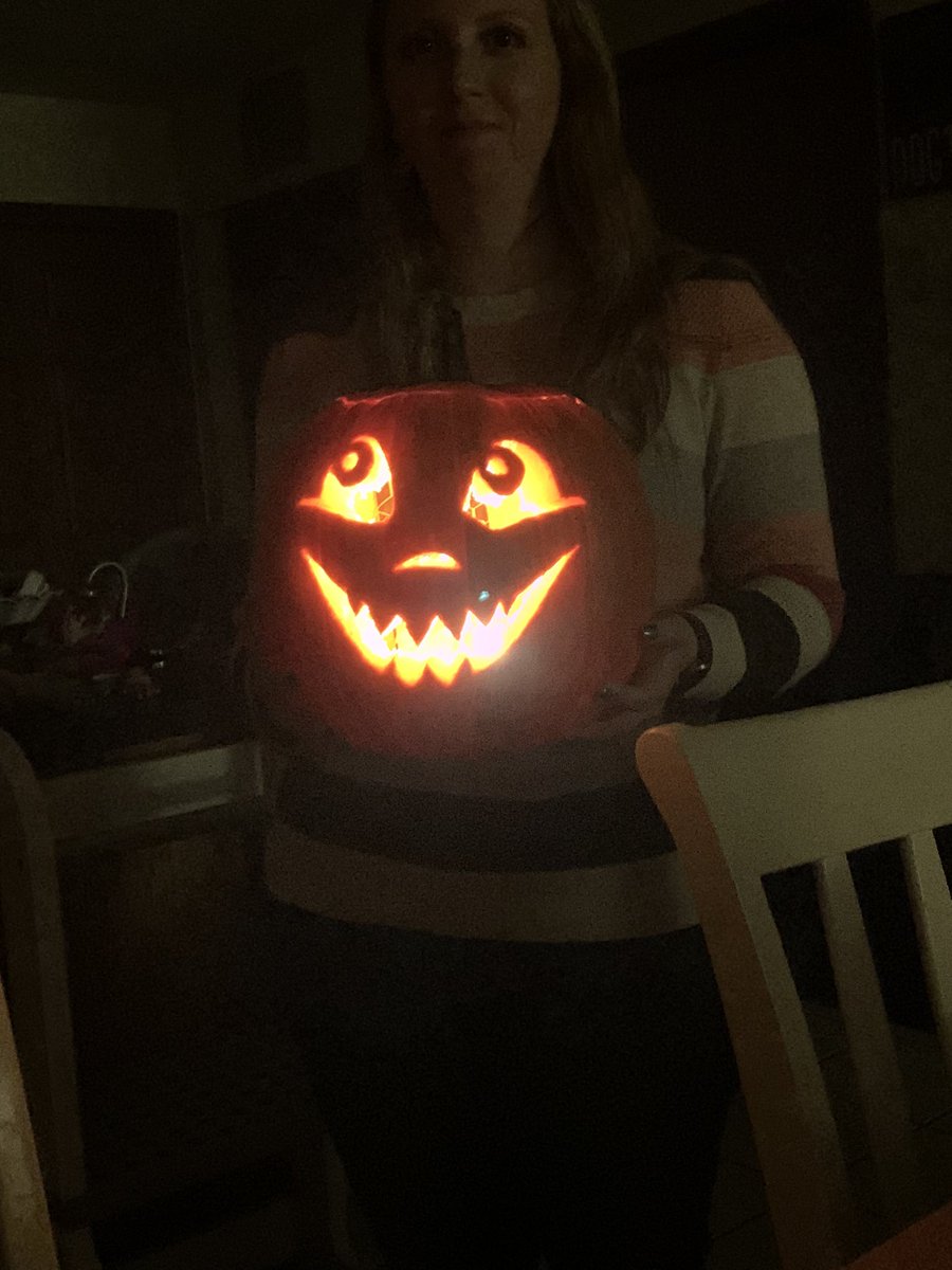 snazzykyle's tweet photo. @hellomarilou76 holding my pumpkin.  Still can’t believe the @Browns lost.  Gonna avoid #SNF and watch @LittleFiresHulu on @hulu tonight.  Happy #Huluween! https://t.co/KZV0EK2lYh