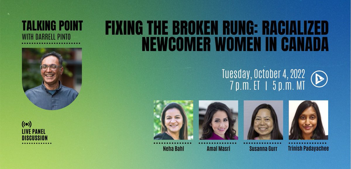 #Canada’s known to be a country of opportunity, however, unique barriers for racialized #newcomer women exist, and have increased since the onset of COVID-19. Join the discussion this week on #TalkingPoint with <a href="/Darrell_Pinto/">Darrell Pinto</a>! 
loom.ly/-F-9lyo

#Immigrants #Career #Job