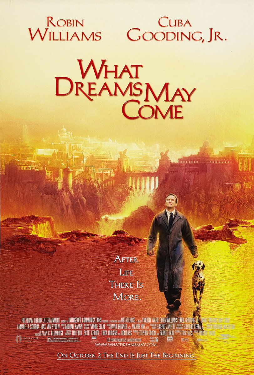 FilmNewsNos's tweet photo. 🎬MOVIE HISTORY: 24 years ago today, October 2, 1998, the movie ‘What Dreams May Come’ opened in theaters!
#RobinWilliams #CubaGoodingJr #AnnabellaSciorra #MaxVonSydow #JessicaBrooksGrant #JoshPaddock #RosalindChao #LucindaJenney #MaggieMcCarthy #VincentWard https://t.co/xG5KUCRsii