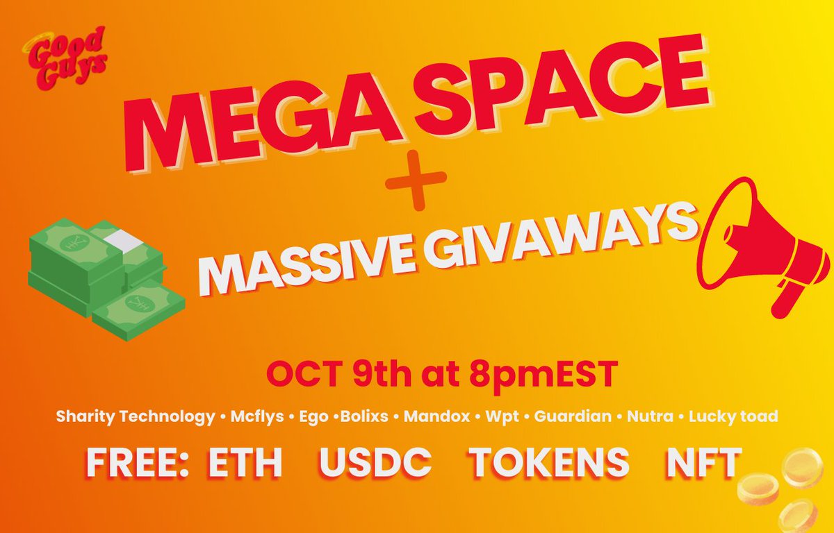 goodguyalliance's tweet image. HUGE GIVEAWAYS 💰💰
LEGITIMATE PROJECTS 🕴️
This Sunday at 8pm EST❗️❗️
MULTIPLE OPPORTUNITIES TO WIN BUT MUST LIKE &amp;amp; RT PINNED TWEET AND FOLLOW THIS ACC ❗️
@SharityTech @McFlysNFTs @growyourego @BolixToken @OfficialMandox @WarPigsToken @Guardian_Tkn @nutrafinance @LuckyToadEth