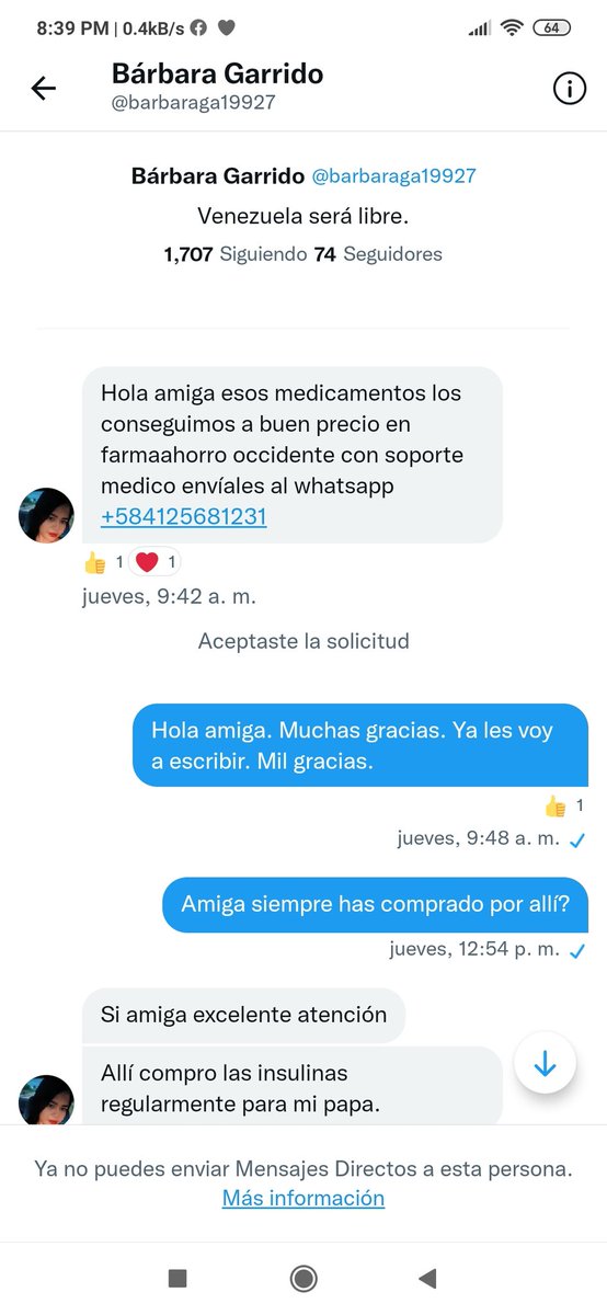 Kprichosa007's tweet photo. @Elinvestiagador @farmahogarcna Está muchacha me escribió al privado... Cómplice de los que me estafaron. Ya me bloqueó que raro no? Se hace llamar bárbara https://t.co/ud6MnhWuZ7