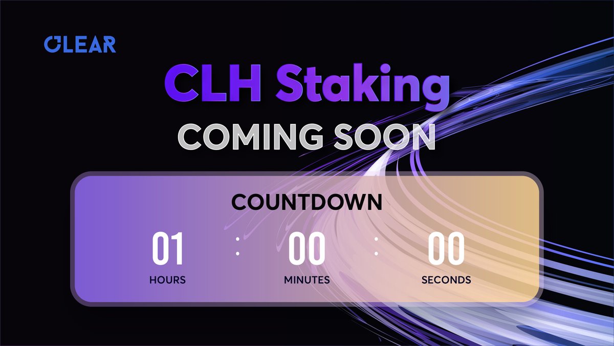 clear_dao's tweet photo. 1⃣Hour countdown!
You know what I'm saying about.
The most anticipated #CLHStaking is going live today!
🕛Start at 12:00 UTC, Oct 3rd, 2022
👨🌾Ready to stake your $CLH & #yield ahead of others?
😝See you later on the ClearDAO Staking webpage!
#crypto #staking #defi #nft #clh https://t.co/iL3g703ynX