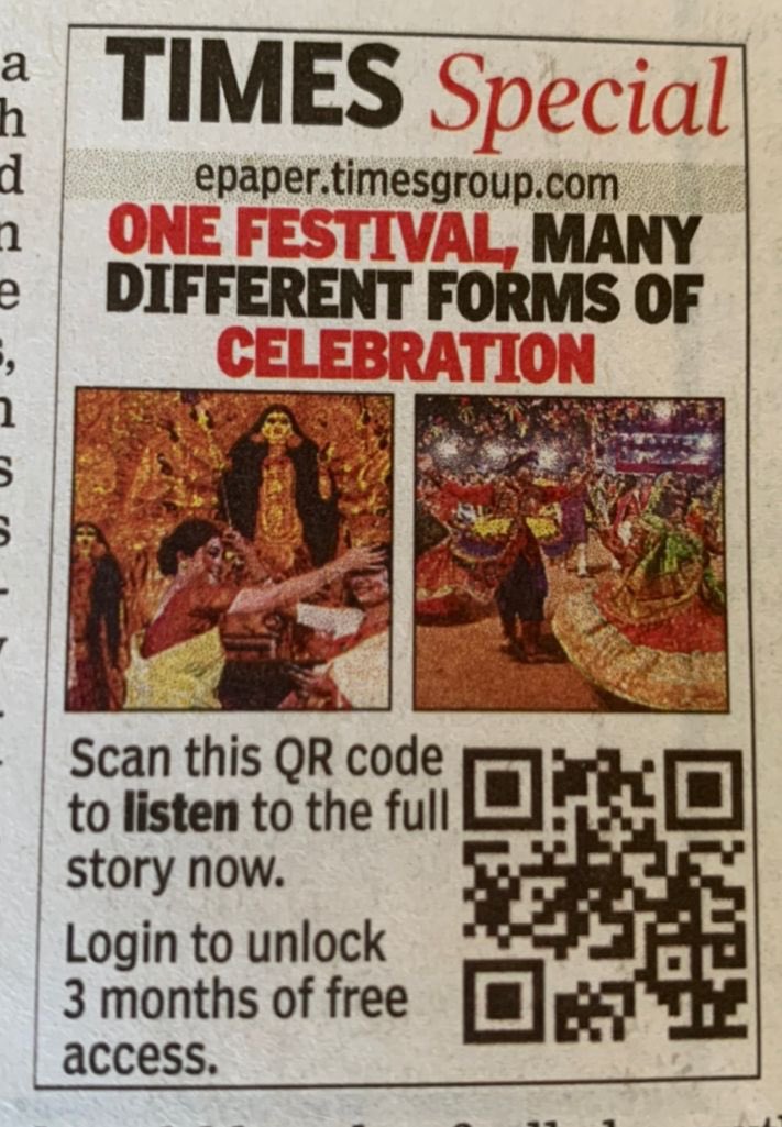 rumubTOI's tweet photo. Shubho Maha Ashtami! Get a slice of the festivals of India with Times Special audio stories. From Durga Pujo to Dussehra &amp; Navratri, it’s a feel of a special season that defines the good times🙏🏽 Login to TOI epaper &amp; listen to  fascinating stories @timesofindia #IncredibleIndia https://t.co/8Lkcb6tfqH