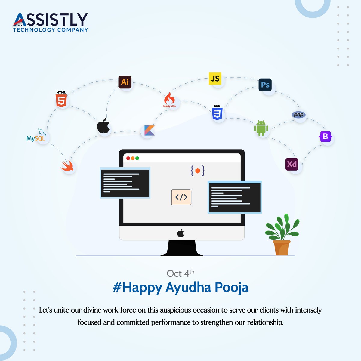 Gladxe_'s tweet photo. Let us unite our holy workforce to provide our clients with highly focused and dedicated performance to enhance our bonding on this auspicious occasion. Happy Ayudha Pooja to you!
#happyayudhapooja #festiveofindia #celebration #vijayadashami2022 #ayudhapooja๐ #assistlytech https://t.co/ILvpGBYnXK