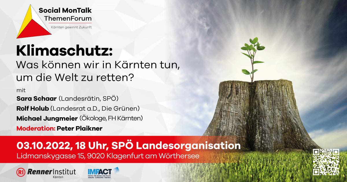 H E U T E - A B E N D  in KLAGENFURT ❗️❗️❗️
#socialmontalk #klimaschutz #weltretten #zukunftgestalten

mit LRin Sara Schaar, <a href="/rolfholub/">Rolf Holub</a>, Michael Jungmeier und <a href="/PeterPlaikner/">Peter Plaikner</a> 👇👇👇