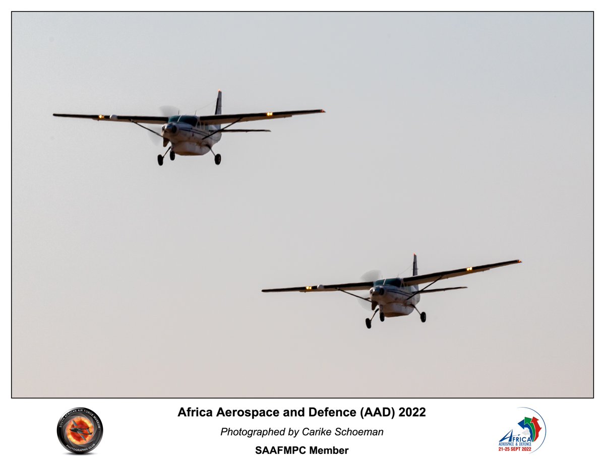 SAAF #Cessna208 Caravan Pointer Formation validating for the #AAD2022 Airshow on the second trade day.