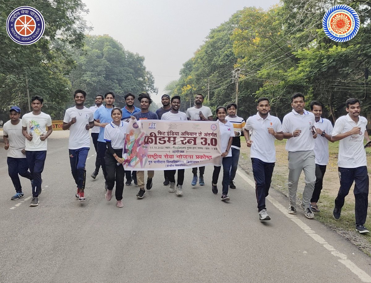 YASMinistry's tweet photo. The NSS unit of GGC University, Bilaspur, Chhattisgarh. organised Freedom Run 3.0 with Plog Run. 

Here are some glimpses! https://t.co/VfD4jP0AUs