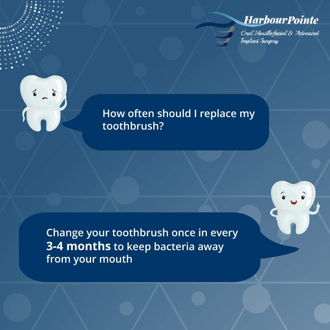 hporalsurgery's tweet image. Toothbrush can catch hold of bacteria thus can be a reason for some dental problems to arise so better keep changing it once in every 3 months.
#toothbrush #toothbrushfacts #brushing #flossing #brusheveryday #brushtwiceaday #dentalhealth #oralhealth #dental #oral #harbourpointe