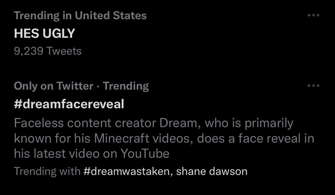 Dream's Face Reveal Had He's Ugly Trending 