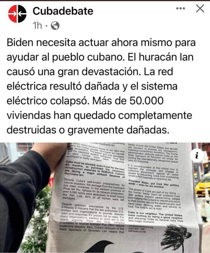 ¿Y que coño tiene que ver EU con los huracanes que pasan y destrozan Cuba incluyendo el del '59?
Cuba, no es otra cosa q la PUTA del mundo, se las pasan apoyando a todos lo movimientos d izquierda y cuando necesitan ayuda se la piden a la derecha (EU).