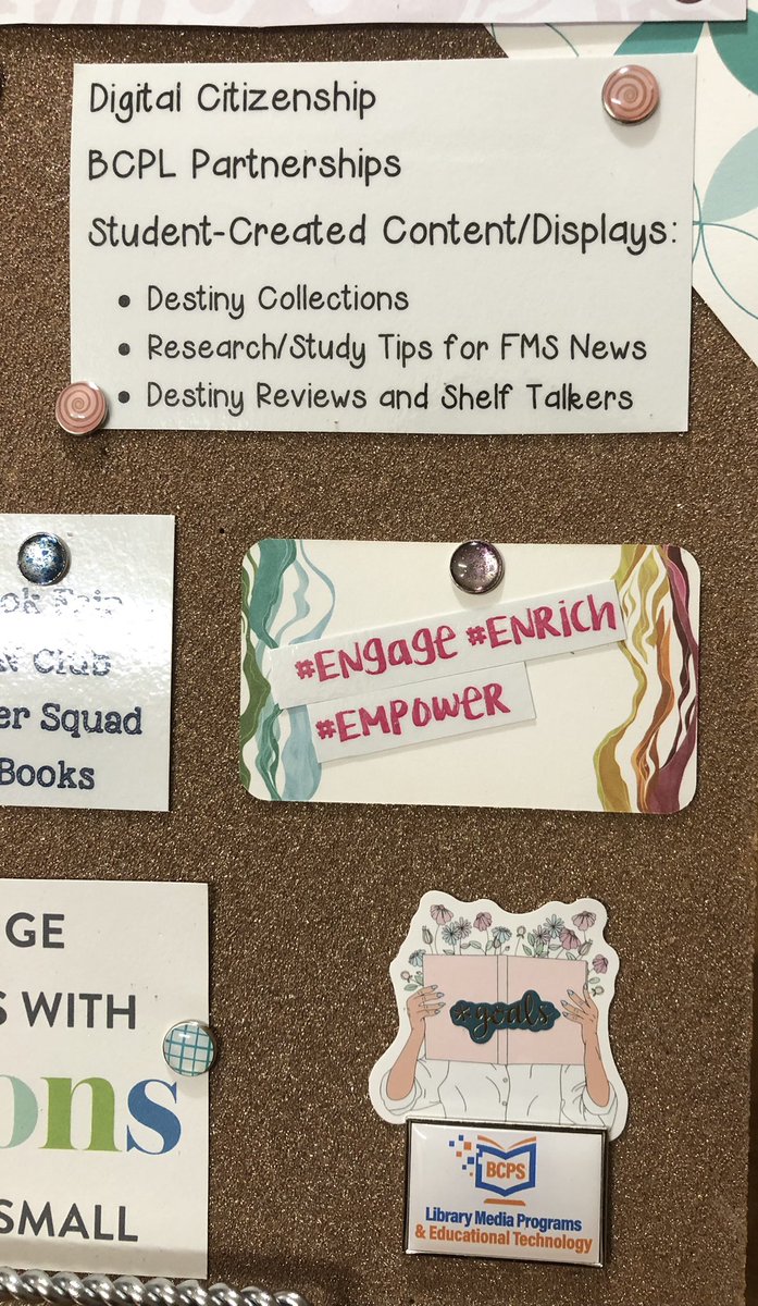 AmySamay's tweet photo. I took advantage of this rainy day and created a vision board for the @FranklinMS_BCPS Library Program. @BCPSLMP #fmsreaders #FranklinForward https://t.co/cwQ8dNGrFI