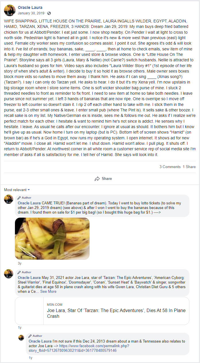 Happy Birthday, Tarzan actor Joe Lara (who\s May 31, 2021 death I had predicted Jan 29, 2019.) 