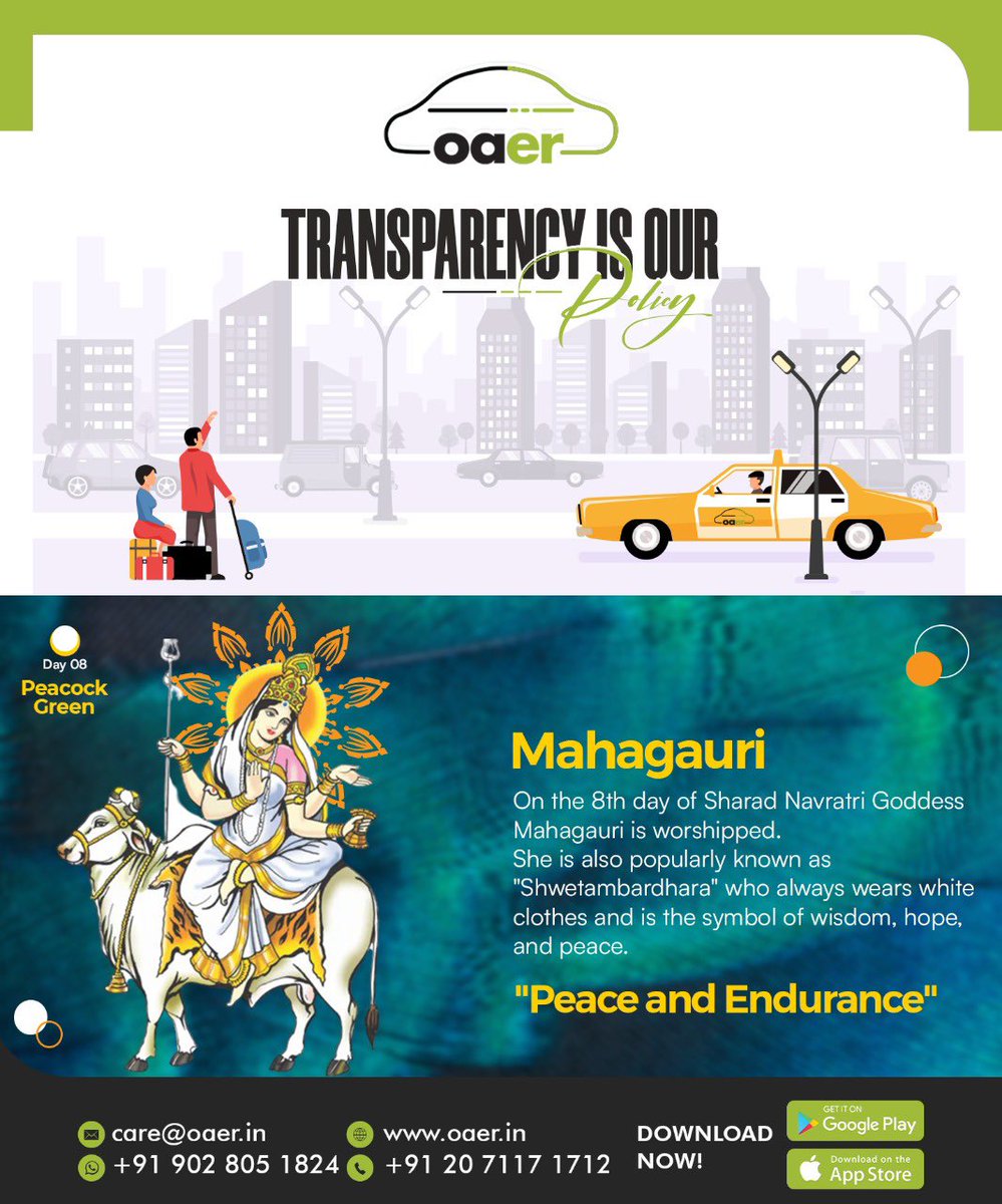 OaerCabs's tweet photo. Day 8
Colour Peacock Green 

Happy Navaratri 

#oaer #oaercabs #pune #mumbai #nashik #nagpur #hyderabad #bangalore #chennai https://t.co/z1t0FUZwYF