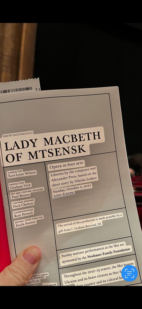 joepaulbliss's tweet photo. Loved Lady Macbeth of Mtsensk. An opera where the singers undress and trombonists light up cigarettes after orgasmic collapse. #LadyMacbethofMtsensk #MetOpera #MetChorus #SvetlanaSozdateleva #BrandonJovanovich #KeriLynnWilson #RushTickets #Shostakovich https://t.co/nEgsQcImIt