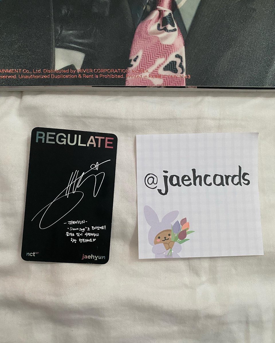 jaehcards's tweet photo. wts nct 127

usa only

jaehyun regulate album + pc

$40 shipped 

paypal/venmo only https://t.co/Lg6t2hJ54e