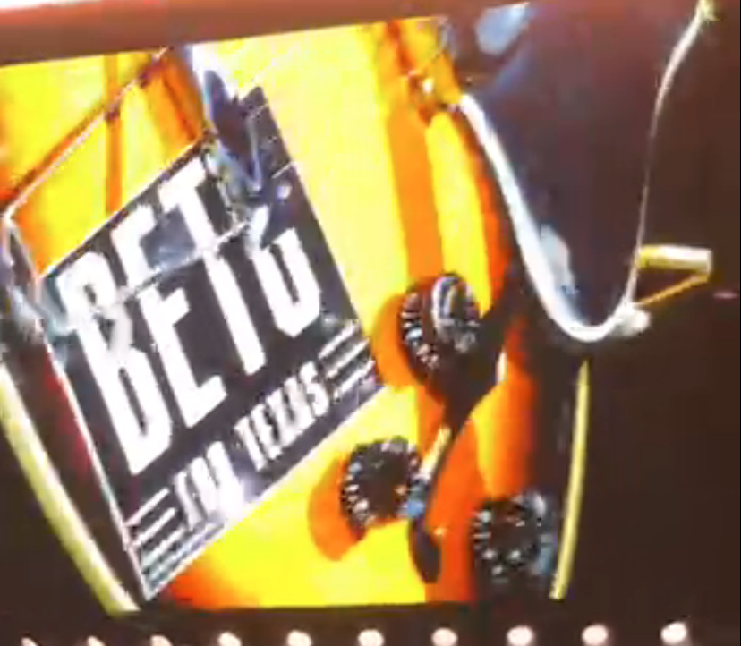 hsdtogethertour's tweet photo. Harry has a 'Beto for Texas' sticker on his guitar tonight at #LoveOnTourAustin while Beto is in the audience tonight! https://t.co/2ZXyxXmiFe