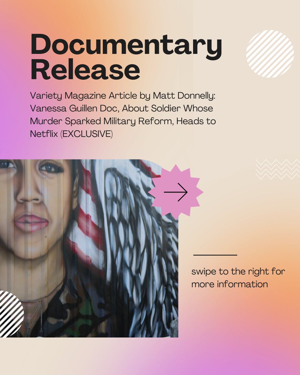 findvanessag's tweet photo. @netflix: I am Vanessa Guillen

The documentary will touch Vanessa's legacy and the Guillen family's historic fight for justice for their daughter and sister, but for victims of sexual misconduct in the U.S. Military.

Airing November 17
https://t.co/MQnOjPIBDG https://t.co/MsQt53poFX
