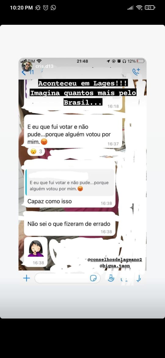 @VlogdoLisboa Lisboa e em lages santa Catarina que as pessoas chegaram pra votar, e alguém já tinha votado pra elas kkkk