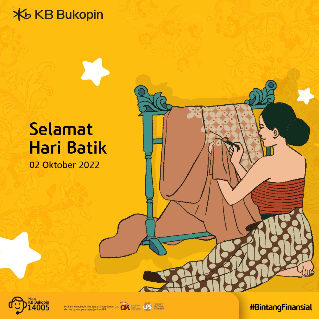 kbbank_id's tweet photo. Selamat merayakan Hari Batik Nasional! Jangan lupa memakai batik terbaik kamu hari ini ya Sahabat KB Bukopin. Mari bersama cintai budaya bangsa dengan turut bangga dan melestarikan warisan negeri kita.

#kbbukopin #bintangfinansial https://t.co/cKflVne0WK