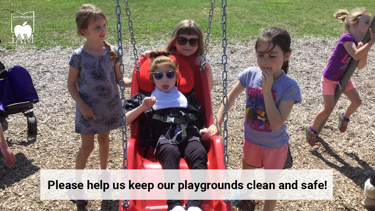 Gentle reminder about school playgrounds: We're happy to share them with families &amp; community outside of school hours but please pick up your garbage, keep dogs on leash &amp; clean up after them! We would like to see our playgrounds remain clean &amp; safe for all. Thank you!