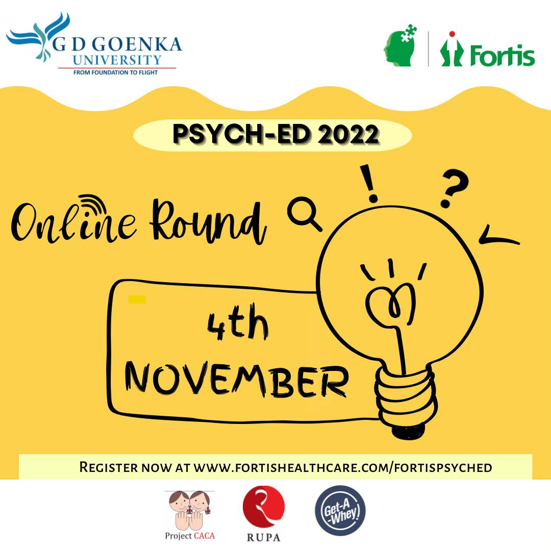 fortis_mhbs's tweet photo. #Psyched2022 - India’s biggest #psychology #quiz for #schools students 

Online round is on the 4th November! 

Register now! 
https://t.co/kzf81nsQ33

#Trainyourbrain
#Mindspace 
@dr_samirparikh https://t.co/JqPWcDaxUE