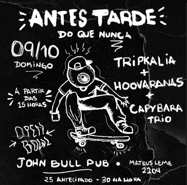 tripkalia's tweet photo. aproveitando pra divulgar os próximos shows, sábado dia 8 no Ratoeira Fest e domingo tem aquele role mágico no John Bull com os guri do @hoovaranas e Capybara trio.
não mosq https://t.co/56b4kEdZEz