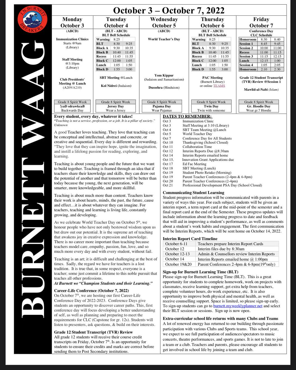 Check out Burnett’s Week At A Glance for everything upcoming this week!