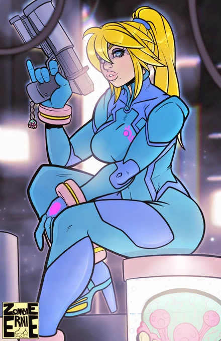 Repostan some of my Samus pinups to say you should watch  Metroid Dredd Deep Dive!  