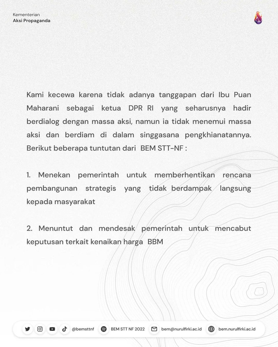 bemsttnf's tweet photo. [PRESS RELEASE JILID III STT NF "GERUDUK RUMAH RAKYAT"]

Assalamu'alaikum Warahmatullahi Wabarakatuh
Halo Teman-teman semuanya 🙌🏻
Pada hari rabu tanggal 27 September 2022 BEM STT-NF bersama Aliansi BEM Seluruh Indonesia menggelar kembali AKSI NASIONAL ke III https://t.co/Zu2o0mrDT2